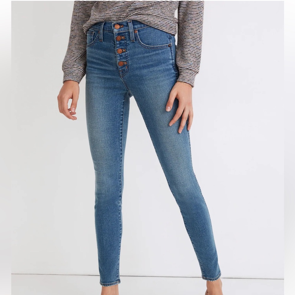 NWT Madewell 10" High-Rise Skinny Jeans Dewitt Wash: Button-Front Denim size 25